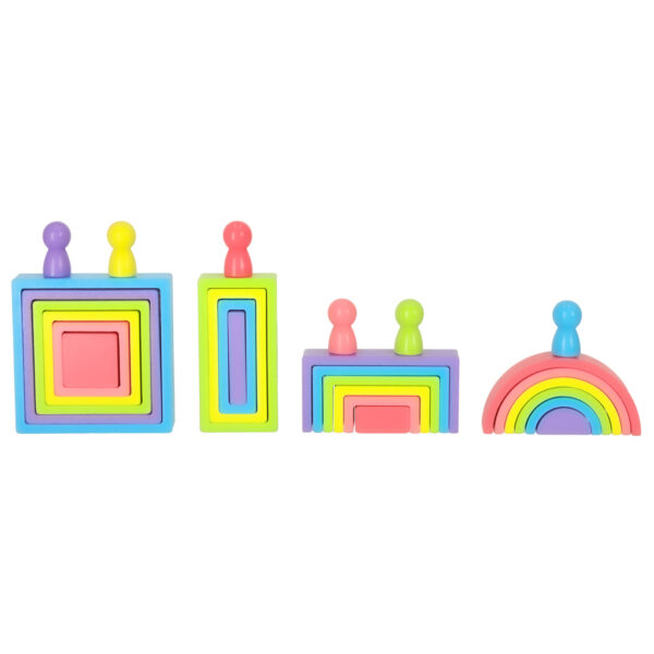 Klocki drewniane edukacyjne układanka tęcza puzzle montessori tęcza kolorowe - obrazek 4