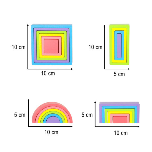 Klocki drewniane edukacyjne układanka tęcza puzzle montessori tęcza kolorowe - obrazek 8
