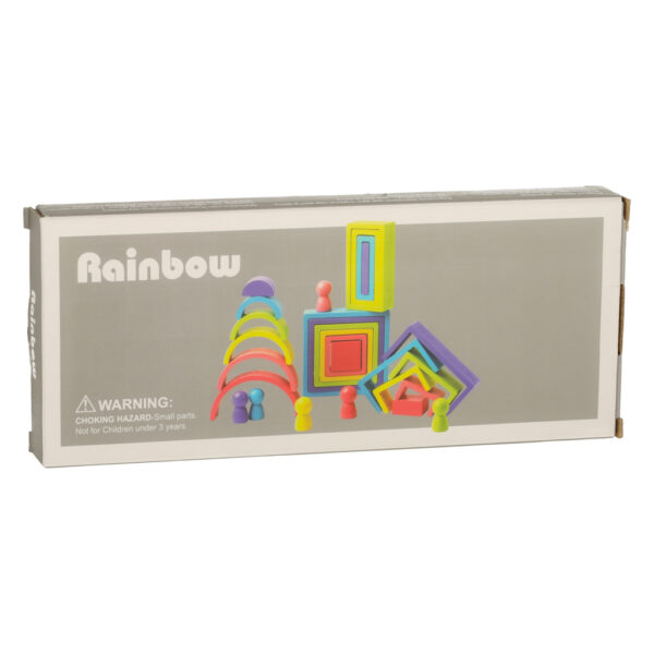 Klocki drewniane edukacyjne układanka tęcza puzzle montessori tęcza kolorowe - obrazek 9