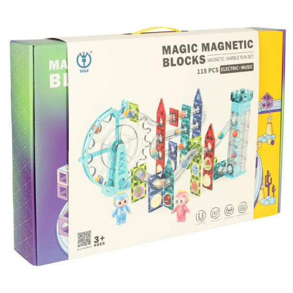 Klocki magnetyczne magnetic sticks marble tor kulkowy z dźwiękiem muzyką grający 118 elementów - obrazek 12
