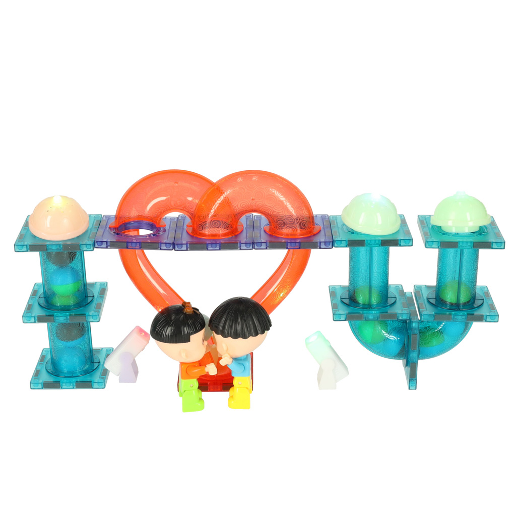 Klocki magnetyczne marble tor kulkowy świecący 202 elementy - obrazek 3