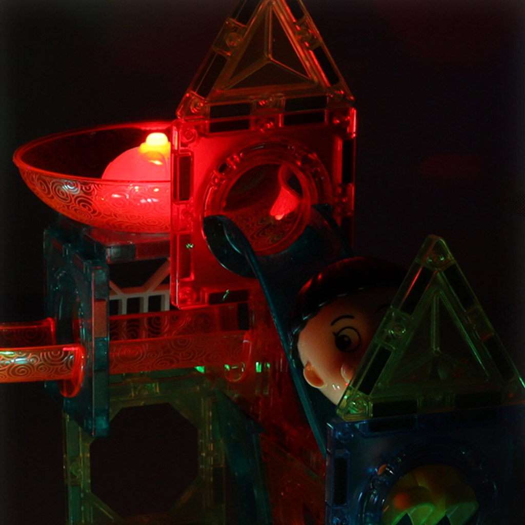 Klocki magnetyczne marble tor kulkowy świecący 202 elementy - obrazek 7