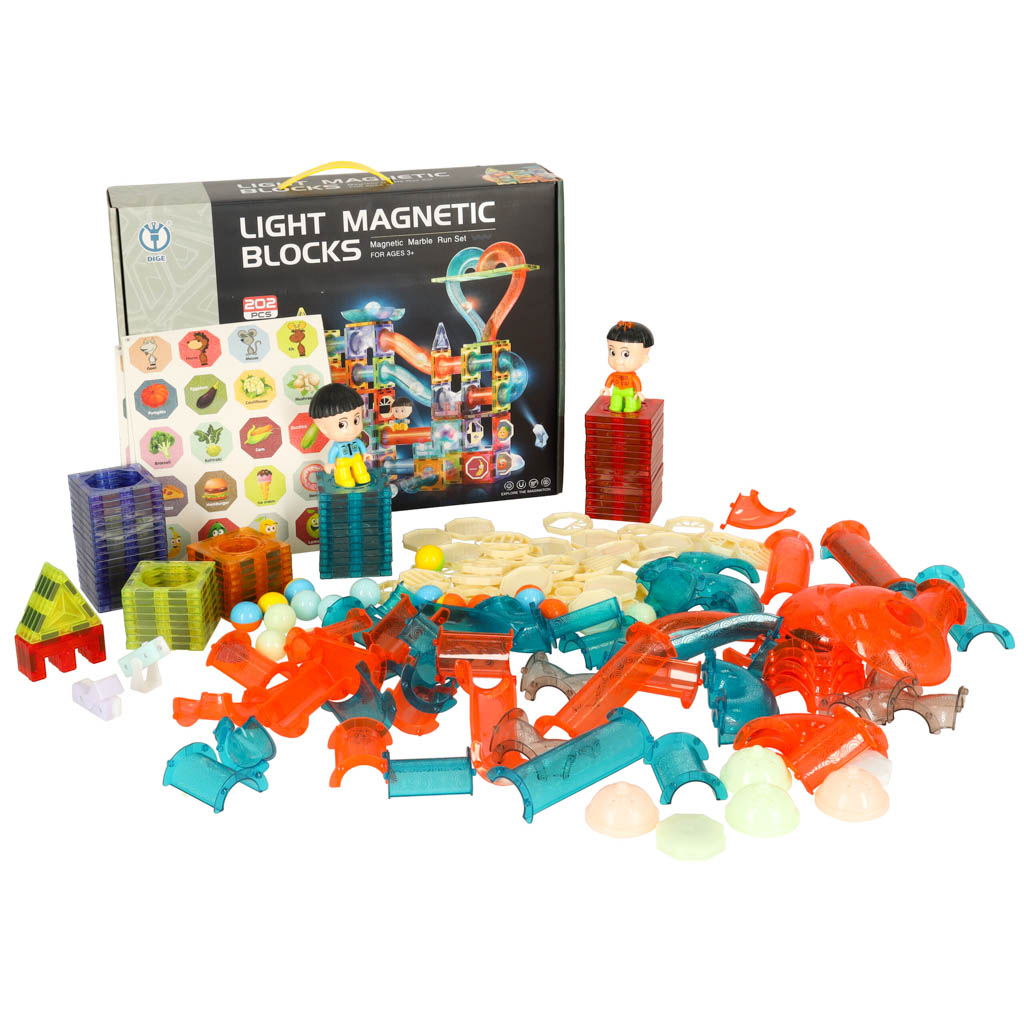 Klocki magnetyczne marble tor kulkowy świecący 202 elementy - obrazek 12