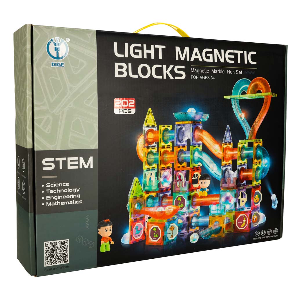 Klocki magnetyczne marble tor kulkowy świecący 202 elementy - obrazek 14