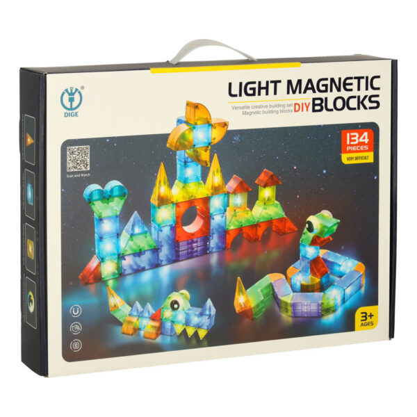 Klocki magnetyczne konstrukcyjne świecące elementy figury 3D 134 el. - obrazek 10