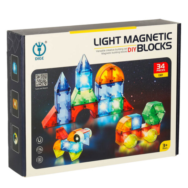 Klocki magnetyczne konstrukcyjne świecące elementy figury 3D 32el. - obrazek 10