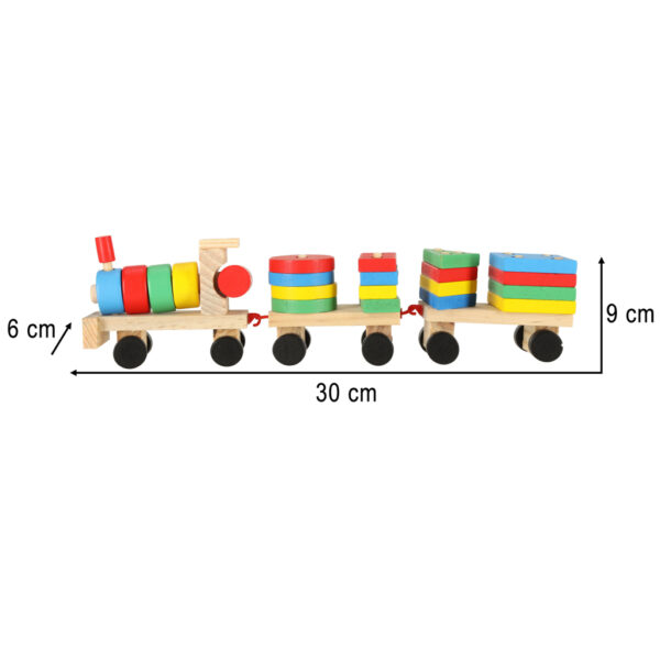 Kolejka pociąg lokomotywa klocki drewniane sorter układanka zręcznościowa 30cm - obrazek 10