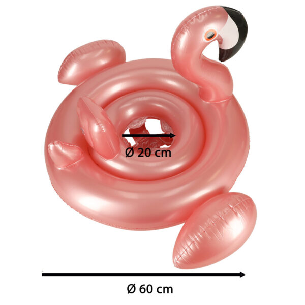 Kółko do pływania dla niemowląt koło pontonik dla dzieci z siedziskiem kółko plażowe flaming max 20kg 1-3lata 60 cm - obrazek 6