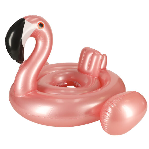 Kółko do pływania dla niemowląt koło pontonik dla dzieci z siedziskiem kółko plażowe flaming max 20kg 1-3lata 60 cm - obrazek 3