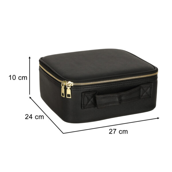 Kosmetyczka organizer na kosmetyki biżuterię kuferek z lusterkiem LED czarny - obrazek 8