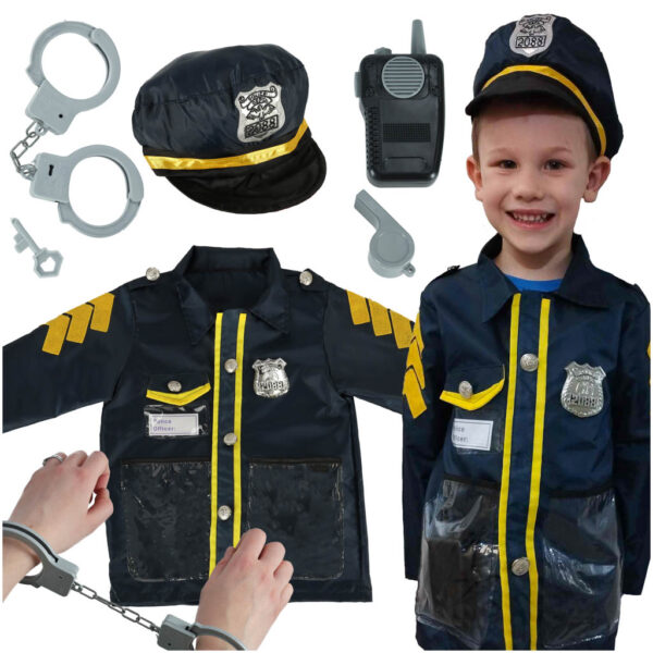 Kostium strój karnawałowy przebranie policjant kajdanki czapka zestaw 3-8 lat - obrazek 7