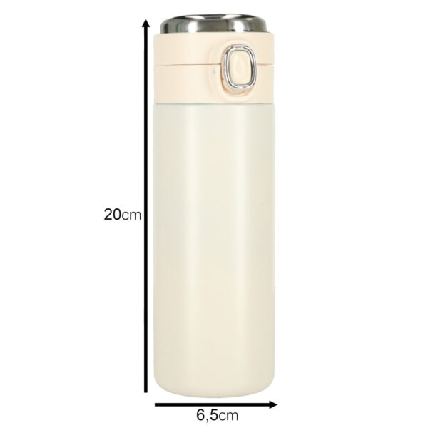 Kubek bidon termiczny z ustnikiem termos LED 420ml beżowy - obrazek 3