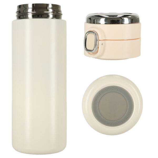 Kubek bidon termiczny z ustnikiem termos LED 420ml beżowy - obrazek 4