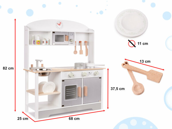 Kuchnia dla dzieci drewniana  MDF MODERN CLASSIC akcesoria 82cm - obrazek 3