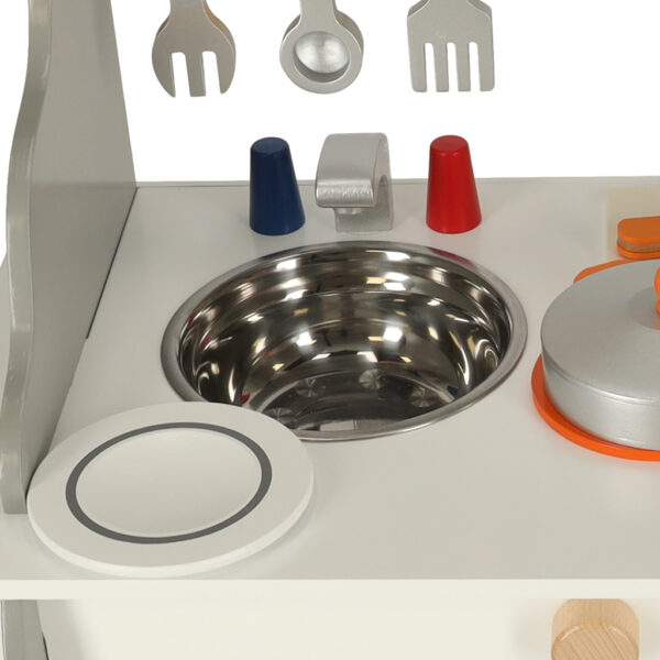 Kuchnia dla dzieci drewniana MDF piekarnik garnki akcesoria 70cm - obrazek 7