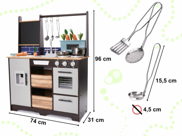 Kuchnia dla dzieci drewniana MDF z akcesoriami LOFT XXL 96cm - obrazek 3