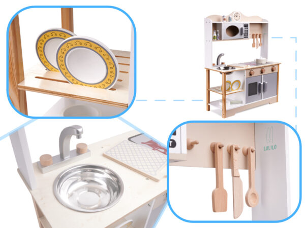 Kuchnia dla dzieci drewniana MDF LULILO KUKETO akcesoria 85cm - obrazek 2