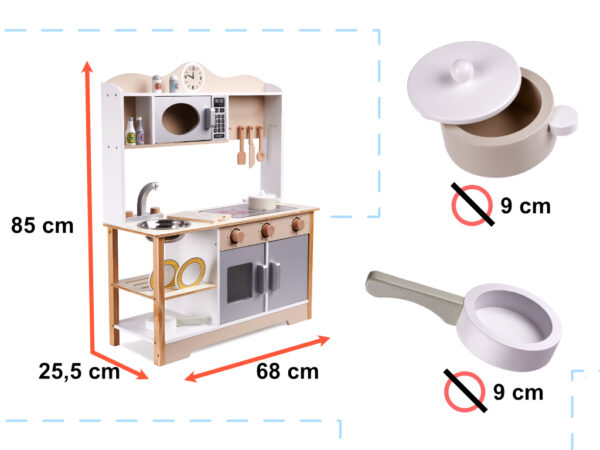 Kuchnia dla dzieci drewniana MDF LULILO KUKETO akcesoria 85cm - obrazek 3