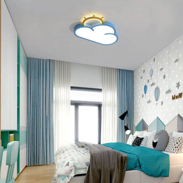 Lampa LED sufitowa plafon do pokoju dziecięcego ściemniana LUMELA + pilot chmurka niebieska - obrazek 10