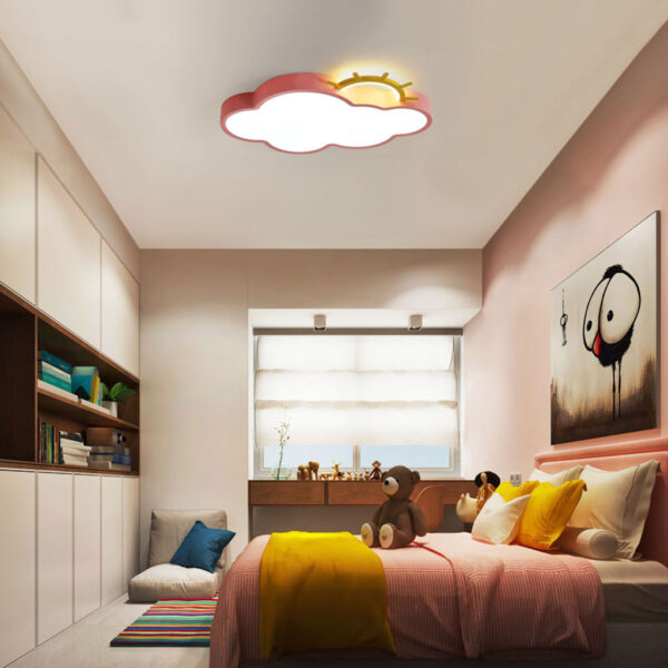 Lampa LED sufitowa plafon do pokoju dziecięcego ściemniana LUMELA + pilot chmurka różowa - obrazek 11