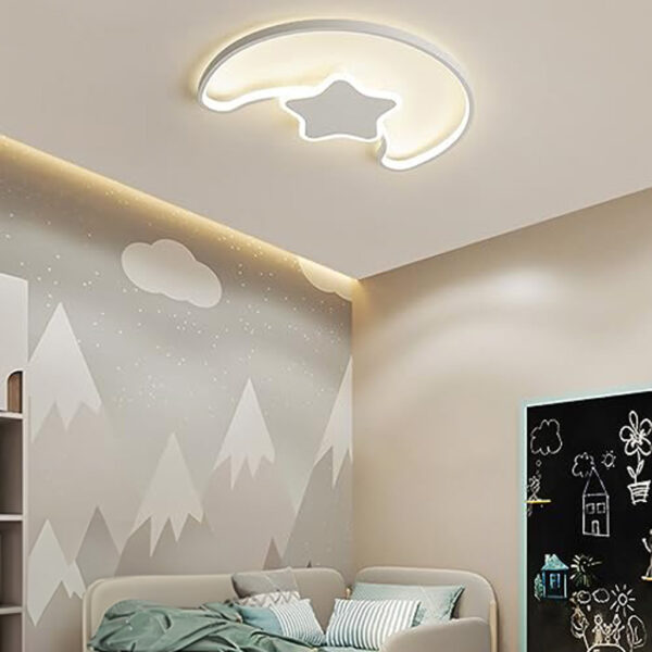 Lampa LED sufitowa plafon do pokoju dziecięcego ściemniana LUMELA + pilot księżyc biała - obrazek 15