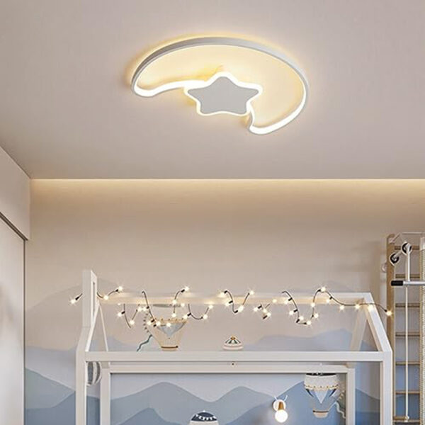Lampa LED sufitowa plafon do pokoju dziecięcego ściemniana LUMELA + pilot księżyc biała - obrazek 16