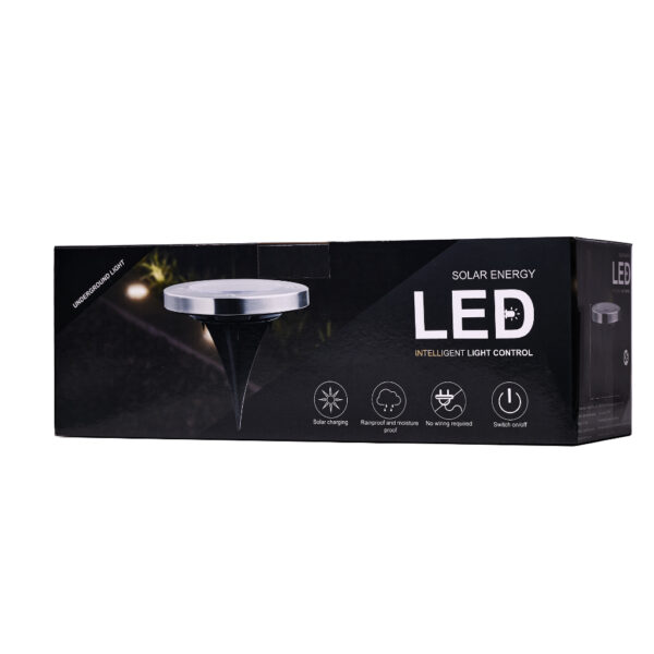 Lampy ogrodowe solarne najazdowe gruntowe czujnik zmierzchu wbijane świecący dysk 8LED 12szt. zimny biały - obrazek 4