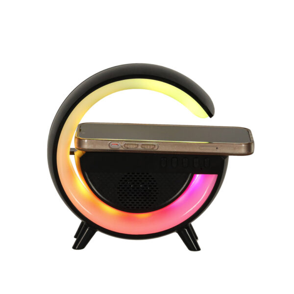 Lampka LED Gamingowa RGB głośnik ładowarka indukcyjna czarna - obrazek 5