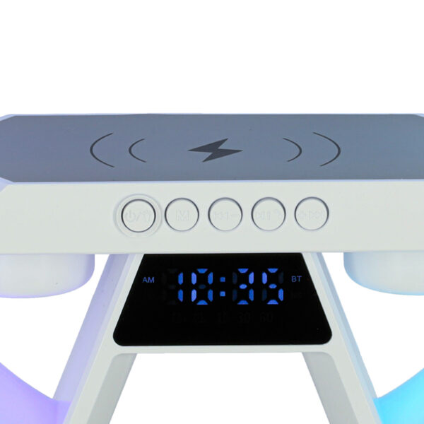 Lampka nocna LED Gamingowa RGB głośnik ładowarka indukcyjna radio budzik zegar - obrazek 5