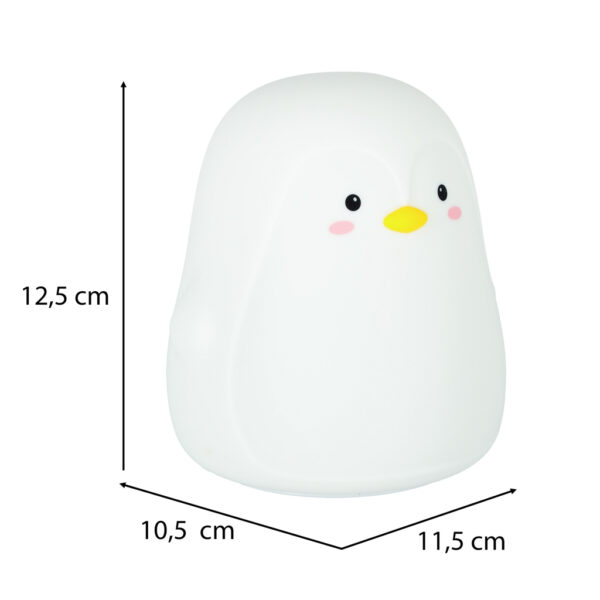 Lampka nocna dla dzieci silikonowa dotykowa miękka LED biała RGB pingwinek - obrazek 2