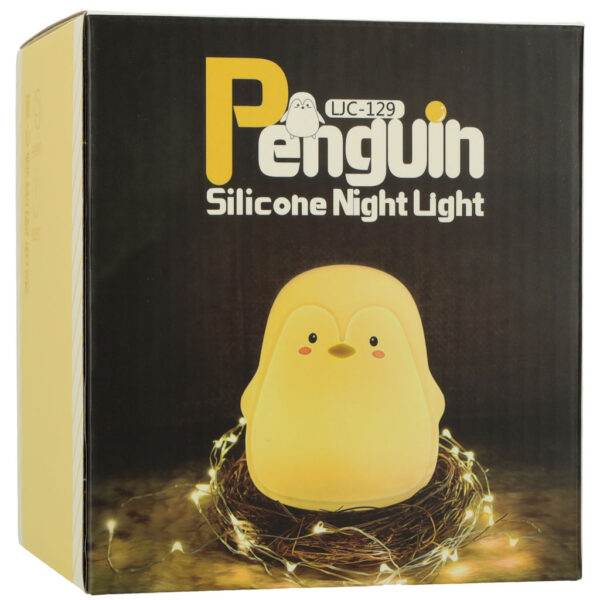 Lampka nocna dla dzieci silikonowa dotykowa miękka LED biała RGB pingwinek - obrazek 7