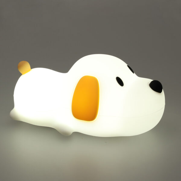 Lampka nocna dla dzieci silikonowa dotykowa miękka LED USB biała piesek leżący - obrazek 7
