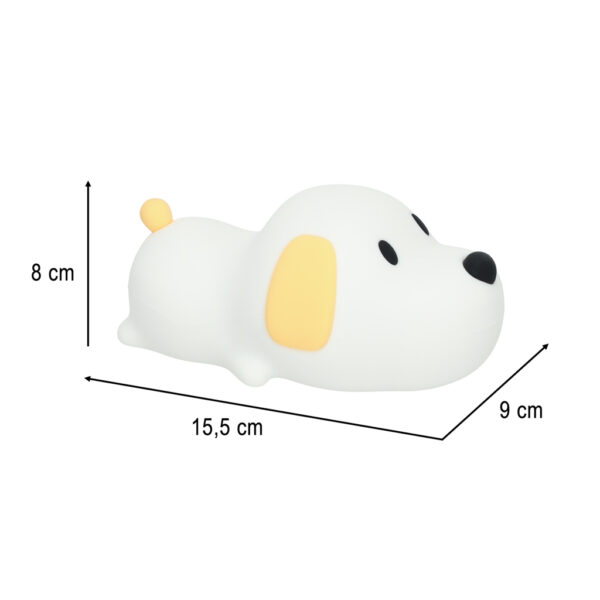 Lampka nocna dla dzieci silikonowa dotykowa miękka LED USB biała piesek leżący - obrazek 8