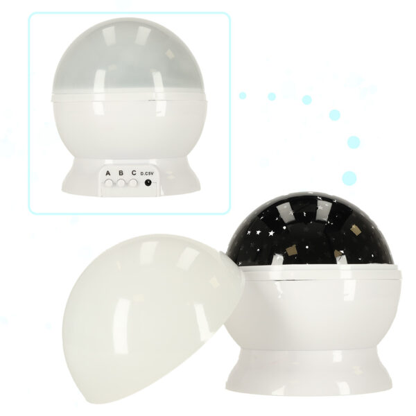 Lampka nocna projektor gwiazd 2w1 USB biała - obrazek 3