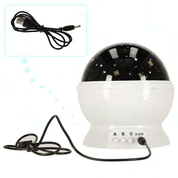 Lampka nocna projektor gwiazd 2w1 USB biała - obrazek 5