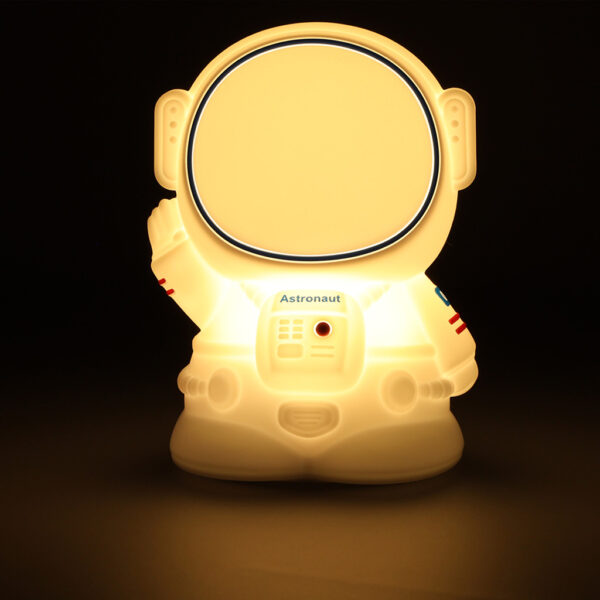 Lampka nocna dla dzieci silikonowa dotykowa miękka 8 LED USB RGB biała astronauta - obrazek 6