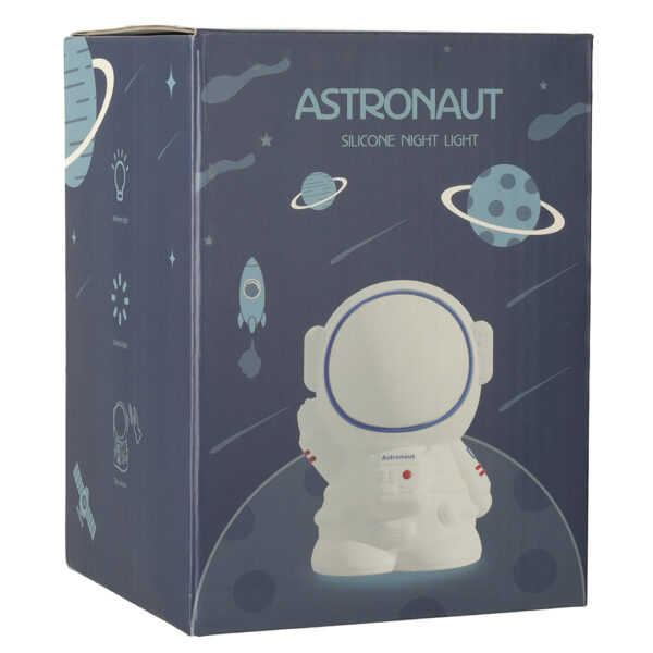 Lampka nocna dla dzieci silikonowa dotykowa miękka 8 LED USB RGB biała astronauta - obrazek 7