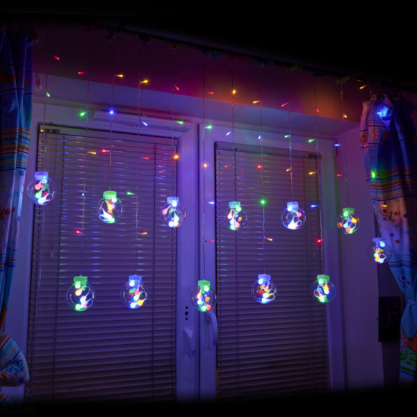 Lampki LED kurtyna kule świąteczne choinkowe 3m 108LED multikolor - obrazek 4