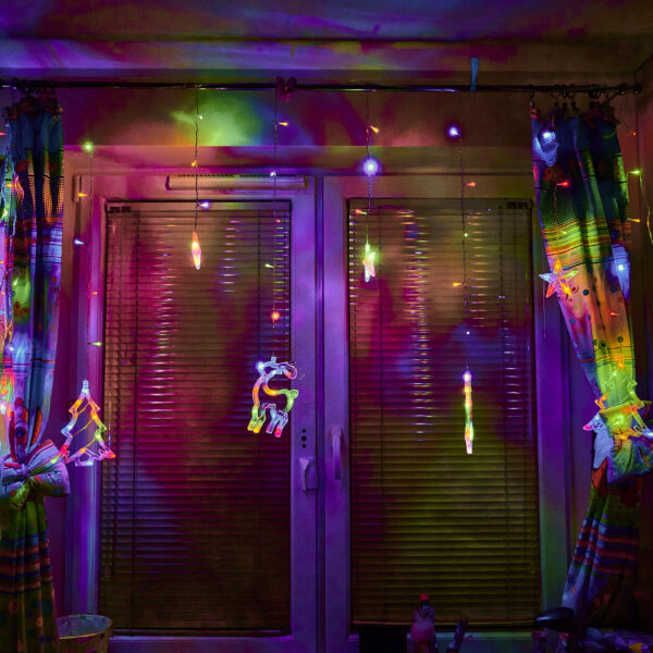 Lampki LED kurtyna renifer dzwonek mix świąteczne choinkowe 2,5m 138LED multikolor 8 trybów świecenia IP44 - obrazek 2