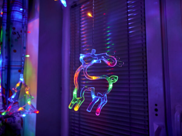 Lampki LED kurtyna renifer dzwonek mix świąteczne choinkowe 2,5m 138LED multikolor 8 trybów świecenia IP44 - obrazek 5
