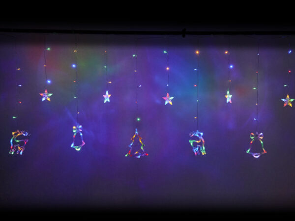 Lampki LED kurtyna renifer dzwonek mix świąteczne choinkowe 2,5m 138LED multikolor 8 trybów świecenia IP44 - obrazek 6