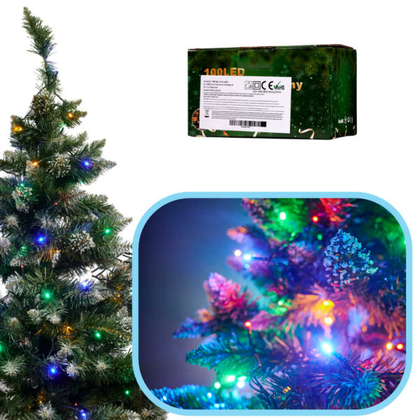 Lampki LED łańcuch świetlny świąteczne choinkowe 10m 100LED multikolor 8 trybów świecenia - obrazek 4