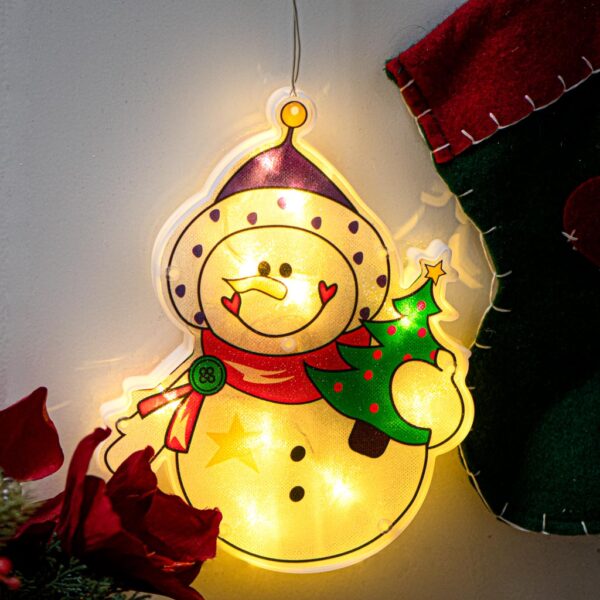 Lampki LED wisząca ozdoba dekoracja okna świąteczna przyssawka bałwan - obrazek 4