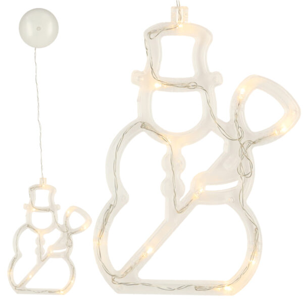 Lampki LED wisząca dekoracja świąteczna okna bałwanek 49cm przyssawka 10 LED - obrazek 3