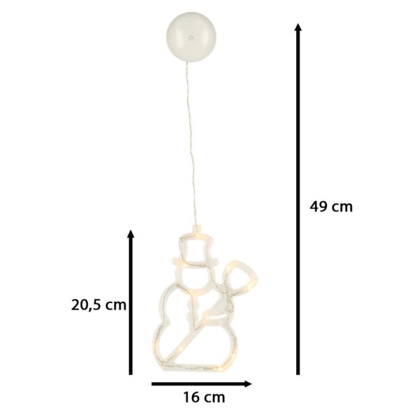 Lampki LED wisząca dekoracja świąteczna okna bałwanek 49cm przyssawka 10 LED - obrazek 10