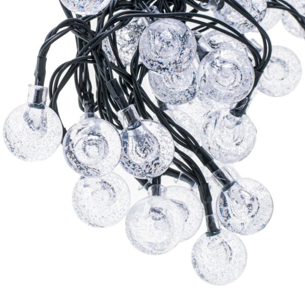 Lampki ogrodowe solarne kulki 7m 50LED ciepły biały - obrazek 4