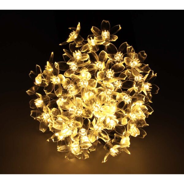 Lampki ogrodowe solarne kwiatki 7m 50LED ciepły biały - obrazek 7