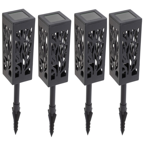 Lampa solarna ogrodowa ażurowa latarenka lamion LED czujnik zmierzchu wbijana 4szt. - obrazek 2