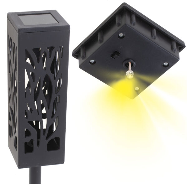 Lampa solarna ogrodowa ażurowa latarenka lamion LED czujnik zmierzchu wbijana 4szt. - obrazek 3