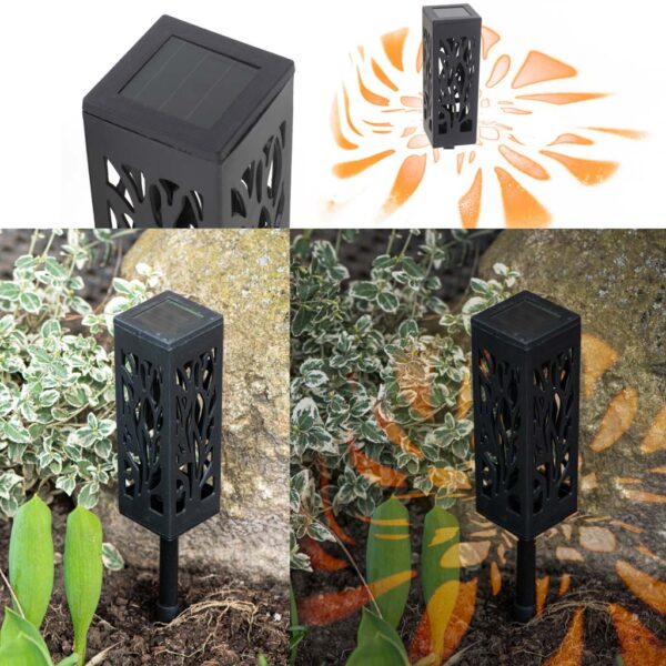 Lampa solarna ogrodowa ażurowa latarenka lamion LED czujnik zmierzchu wbijana 4szt. - obrazek 7